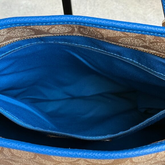 COACH SIGNATURE MONOGRAM CANVAS AND LEATHER TOTE Women's Shoulder Bag - Picture 15 of 16